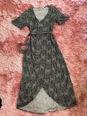 Roxy Black Paisley Wrap Maxi Dress